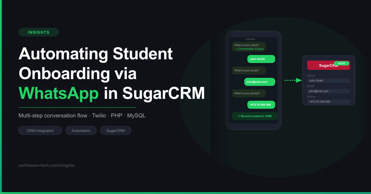Automating Student Onboarding via WhatsApp in SugarCRM